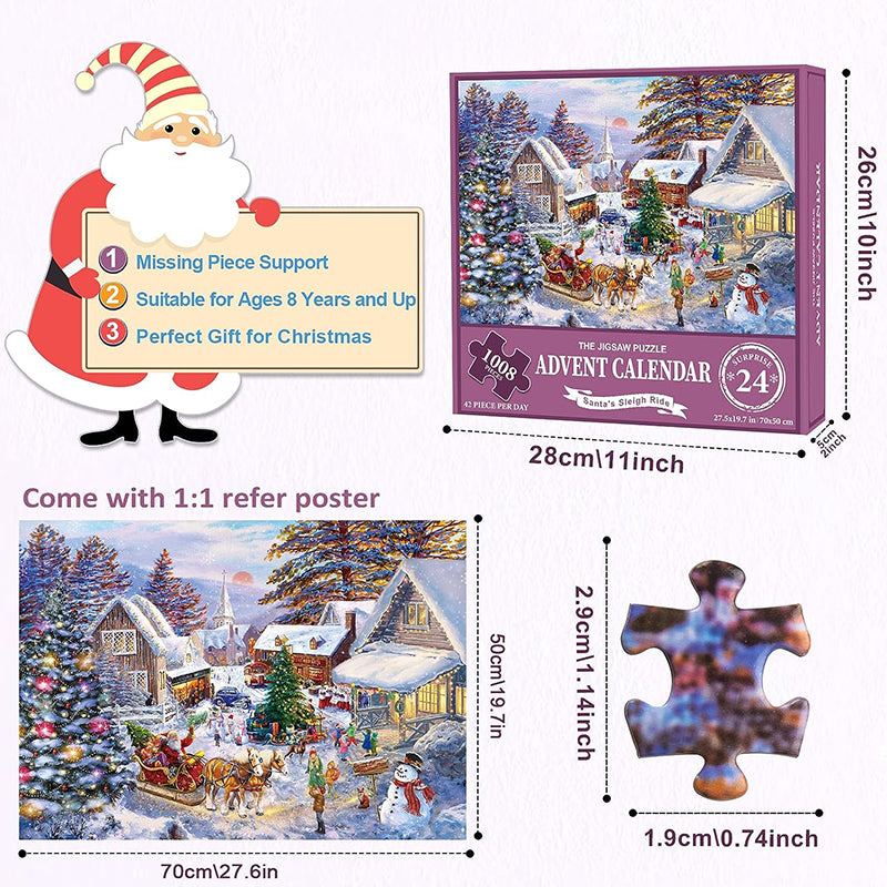 Calendario dell'Avvento con puzzle natalizi da 1000 pezzi - Regalo di Natale