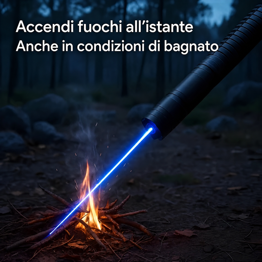 Potente torcia laser tattica per sopravvivenza all’aperto e accensione del fuoco