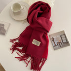 Calda sciarpa da donna - Inverno reversibile in cashmere con frange