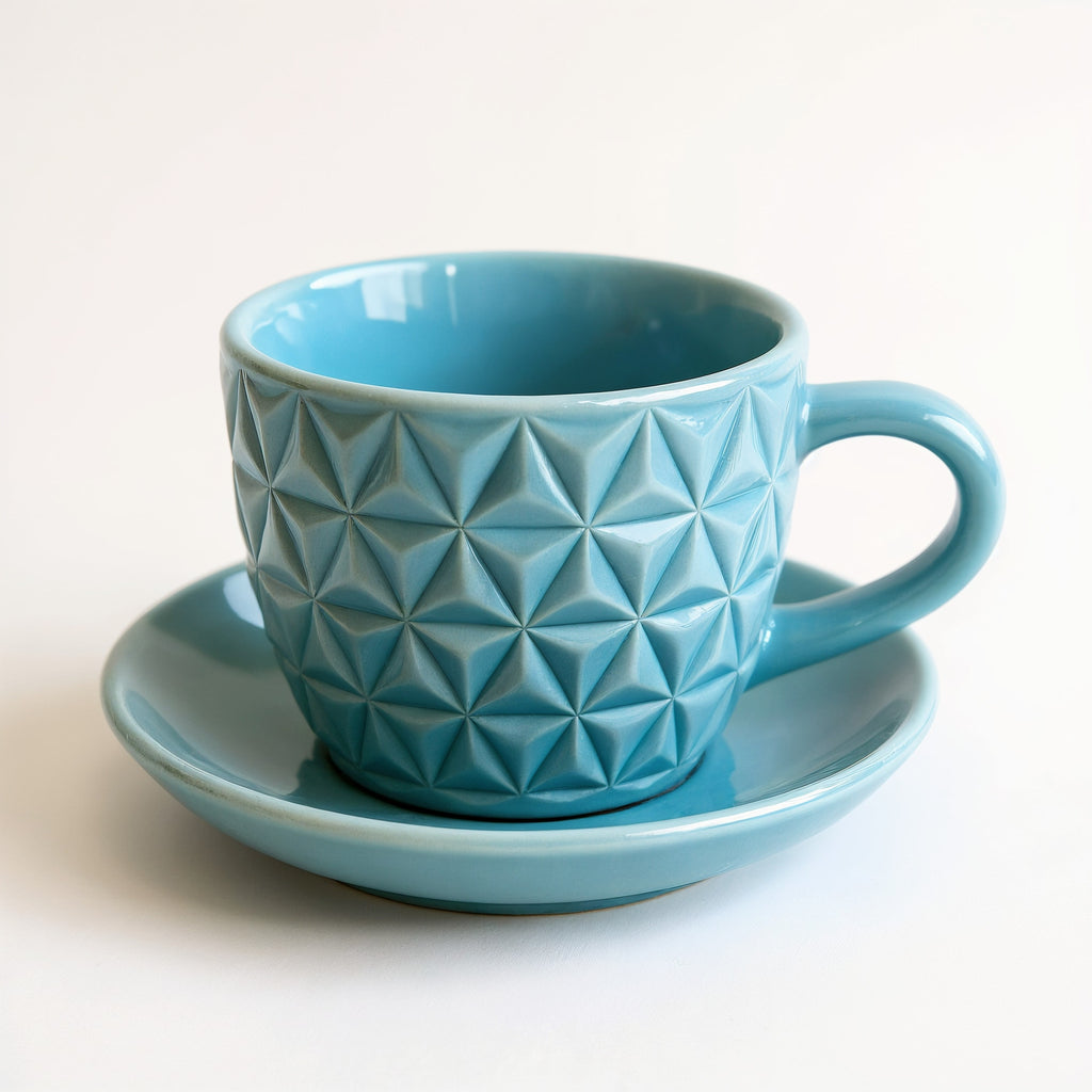 Sperindei Tazza Espresso Geometrica — profilo laterale della tazza in ceramica blu