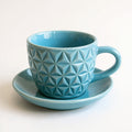 Sperindei Tazza Espresso Geometrica — profilo laterale della tazza in ceramica blu