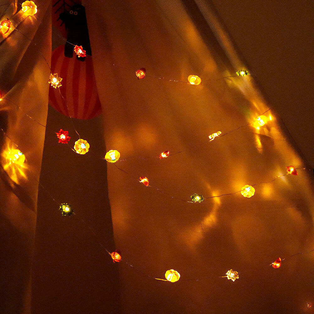 Moderna decorazione a forma di zucca in acero e ghianda del Ringraziamento, con 30 luci a LED