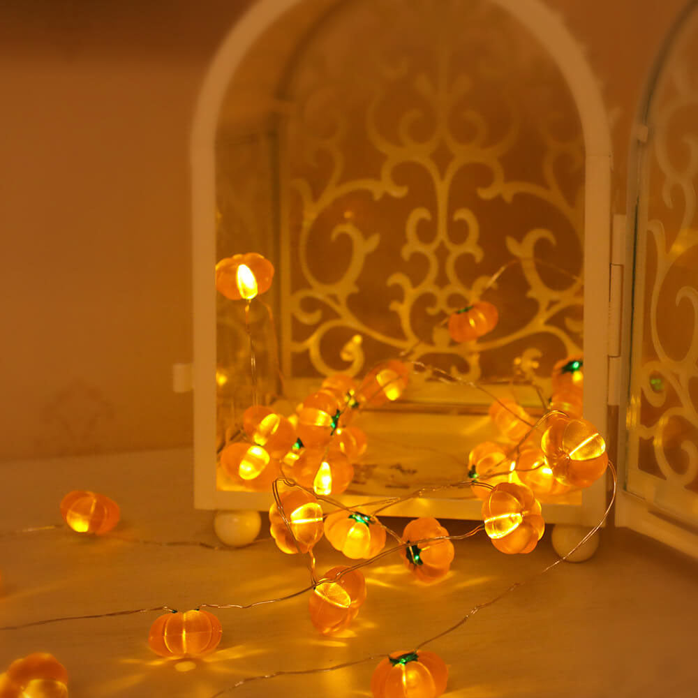 Moderna decorazione a forma di zucca in acero e ghianda del Ringraziamento, con 30 luci a LED