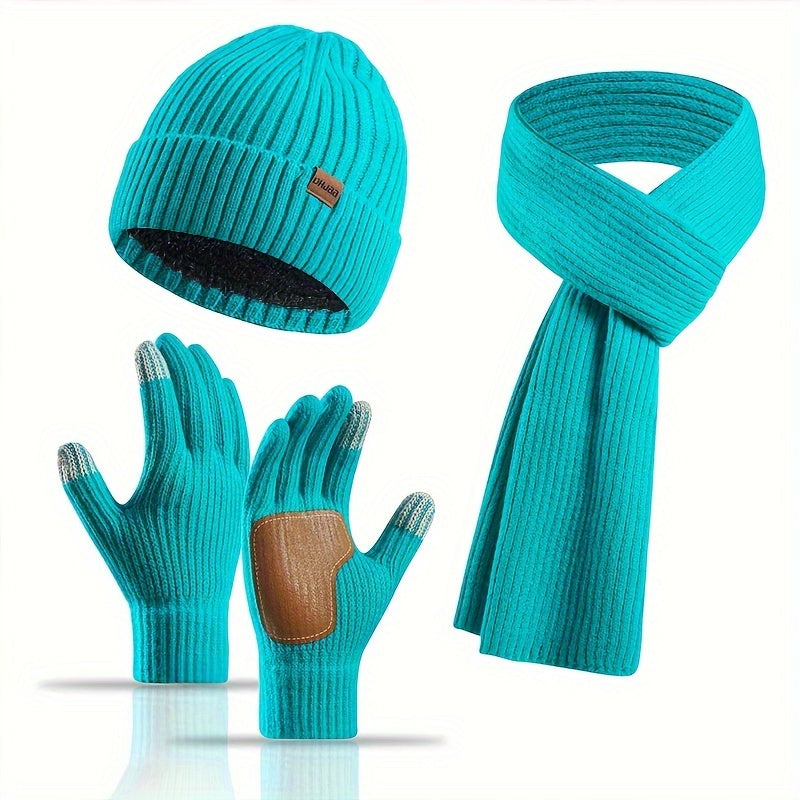 Set invernale gioioso: cappello, sciarpa e guanti per coppie