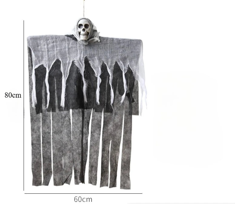 Gruselige Halloween Deko: Leuchtender Geisterschädel | 57×80 cm