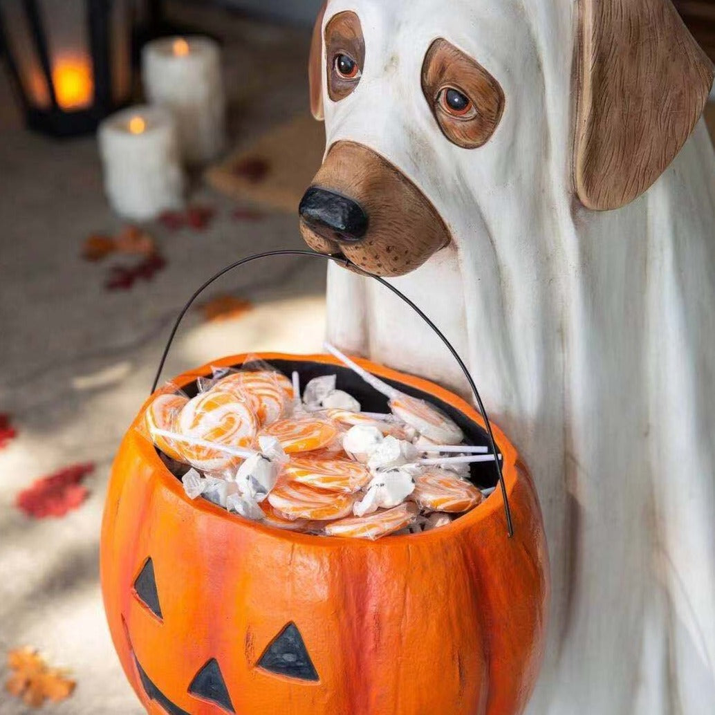 Decorazione da giardino in resina con cucciolo di zucca