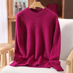Maglione pullover con scollo a O da donna in cashmere visone 100% caldo leggero autunno inverno
