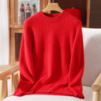 Maglione pullover con scollo a O da donna in cashmere visone 100% caldo leggero autunno inverno