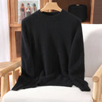 Maglione pullover con scollo a O da donna in cashmere visone 100% caldo leggero autunno inverno