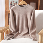 Maglione pullover con scollo a O da donna in cashmere visone 100% caldo leggero autunno inverno