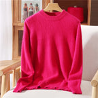 Maglione pullover con scollo a O da donna in cashmere visone 100% caldo leggero autunno inverno