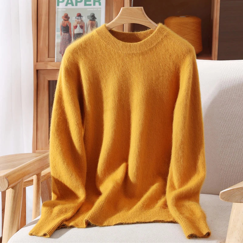 Maglione pullover con scollo a O da donna in cashmere visone 100% caldo leggero autunno inverno