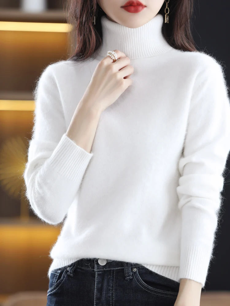 Maglione dolcevita in cashmere Aurora 100% morbido pullover lavorato a maglia sottile per l'autunno caldo