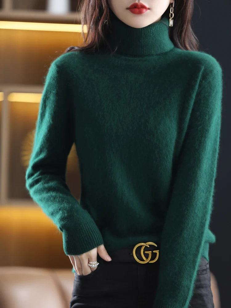Maglione dolcevita in cashmere Aurora 100% morbido pullover lavorato a maglia sottile per l'autunno caldo
