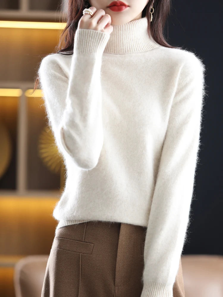 Maglione dolcevita in cashmere Aurora 100% morbido pullover lavorato a maglia sottile per l'autunno caldo