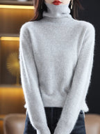 Maglione dolcevita in cashmere Aurora 100% morbido pullover lavorato a maglia sottile per l'autunno caldo