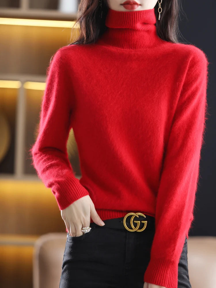 Maglione dolcevita in cashmere Aurora 100% morbido pullover lavorato a maglia sottile per l'autunno caldo