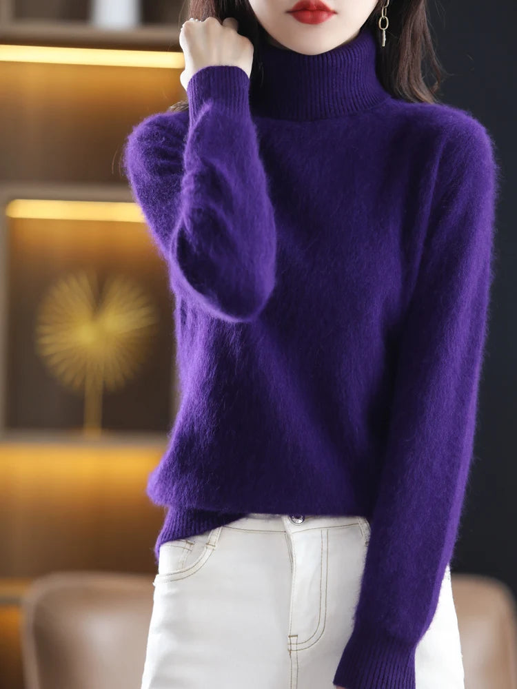 Maglione dolcevita in cashmere Aurora 100% morbido pullover lavorato a maglia sottile per l'autunno caldo