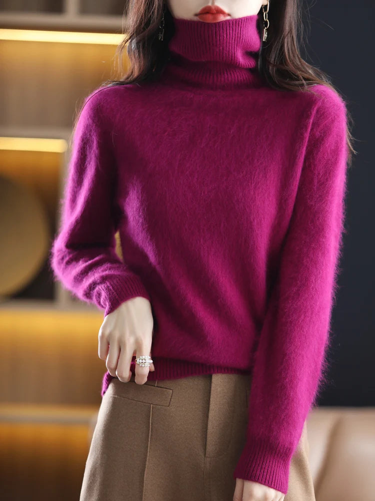 Maglione dolcevita in cashmere Aurora 100% morbido pullover lavorato a maglia sottile per l'autunno caldo