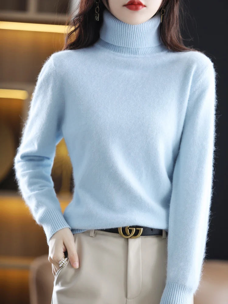 Maglione dolcevita in cashmere Aurora 100% morbido pullover lavorato a maglia sottile per l'autunno caldo