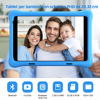 Tablet educativo da 8 pollici per bambini con controllo genitori e protezione per gli occhi