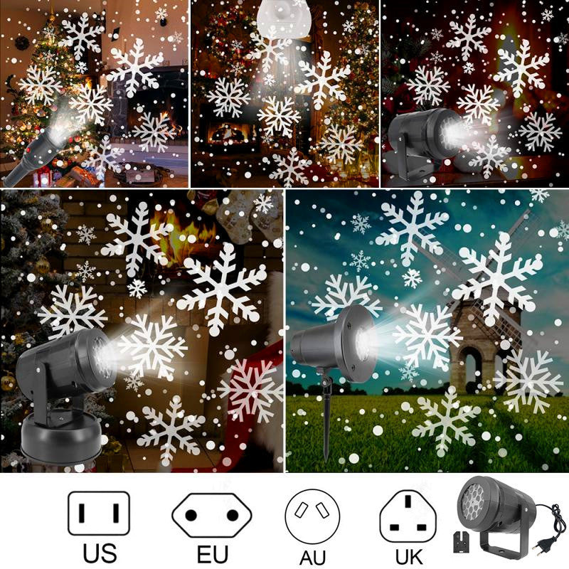 Proiettore natalizio a LED Spettacolo di luci con fiocchi di neve | Lampada da esterno impermeabile con 16 motivi