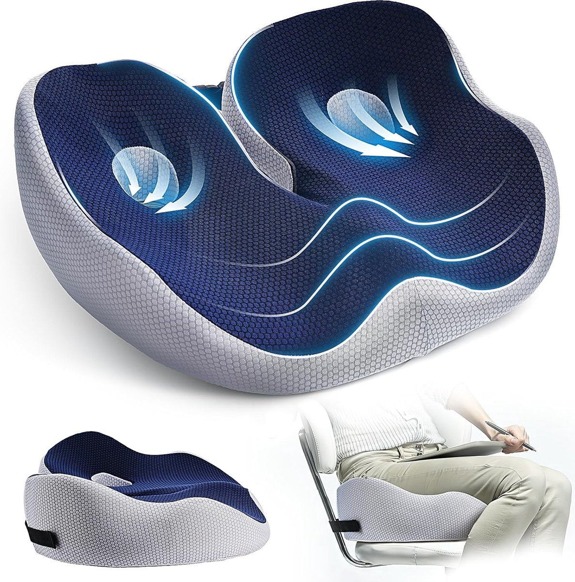 Cuscino ergonomico regolabile per sedia e ufficio FlexiSeat