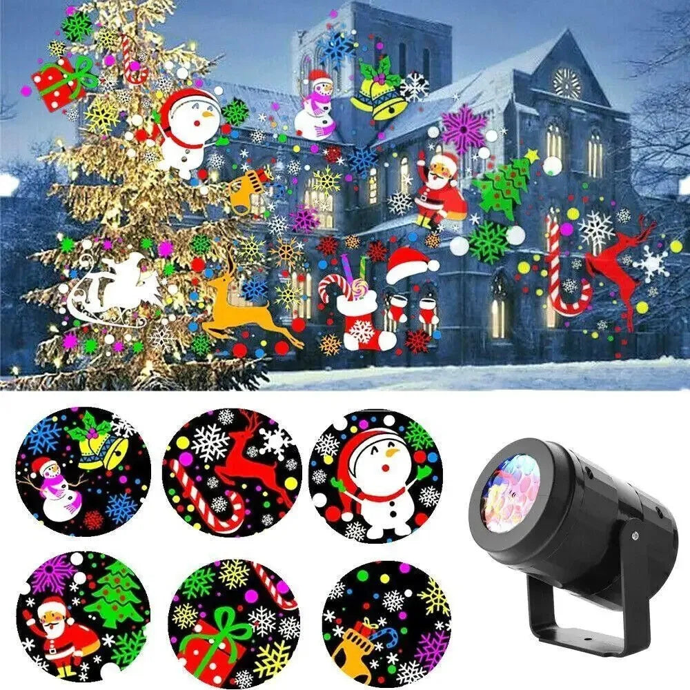 Proiettore natalizio a LED Spettacolo di luci con fiocchi di neve | Lampada da esterno impermeabile con 16 motivi