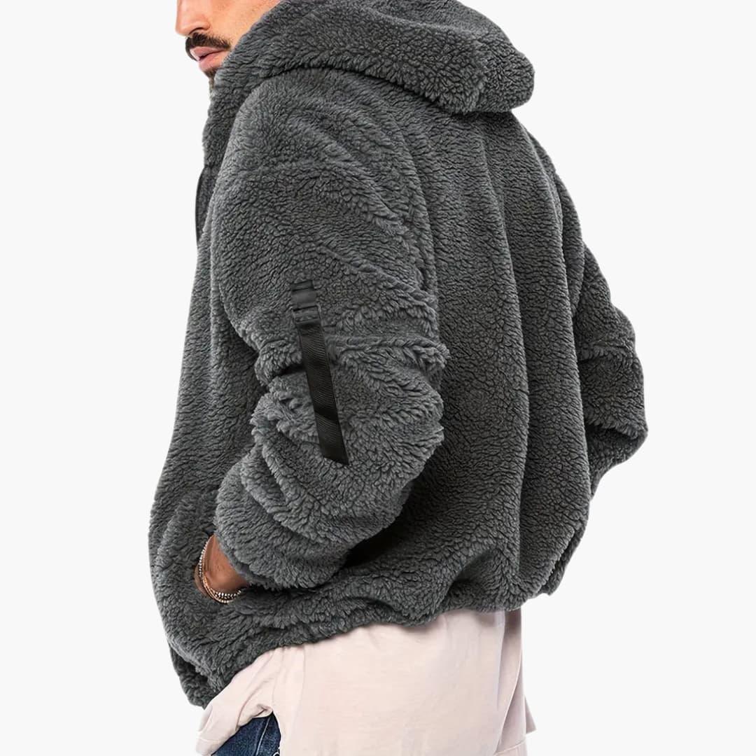 Giacca Teddy da uomo con cerniera e maniche lunghe