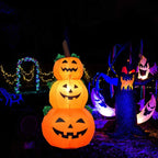 Pila di zucche gonfiabili di Halloween da 1,1 m con luci rotanti a LED | Decorazione del cortile esterno