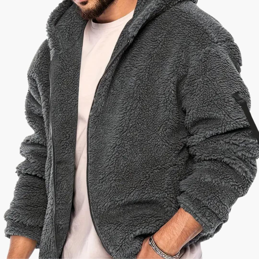 Giacca Teddy da uomo con cerniera e maniche lunghe