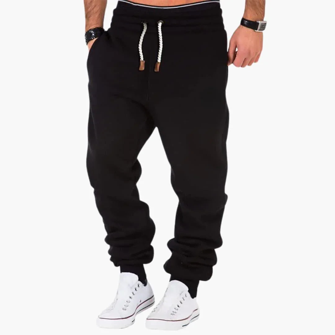 Pantaloni da jogging da uomo con polsini a coste e tasca posteriore