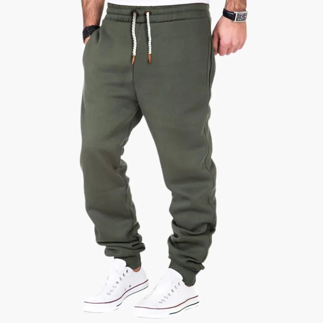 Pantaloni da jogging da uomo con polsini a coste e tasca posteriore