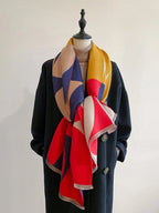 Sciarpa da donna oversize - Cashmere geometrico reversibile