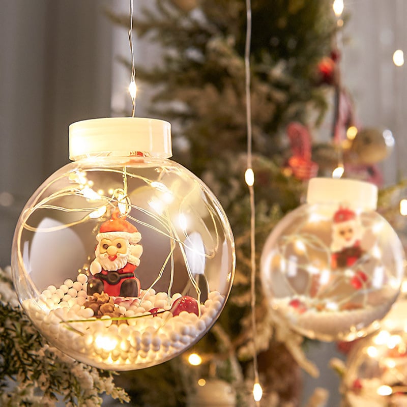 Decorazioni natalizie con luci a forma di sfera che desiderano