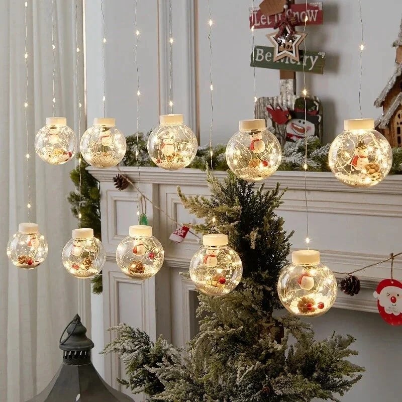 Decorazioni natalizie con luci a forma di sfera che desiderano