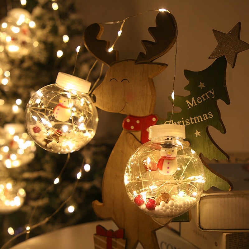 Decorazioni natalizie con luci a forma di sfera che desiderano