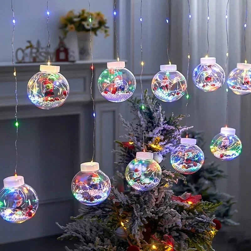 Decorazioni natalizie con luci a forma di sfera che desiderano