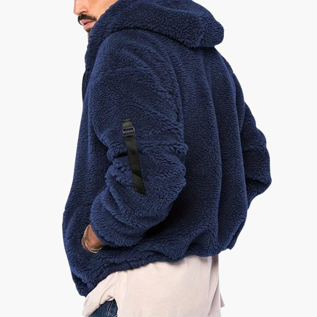 Giacca Teddy da uomo con cerniera e maniche lunghe