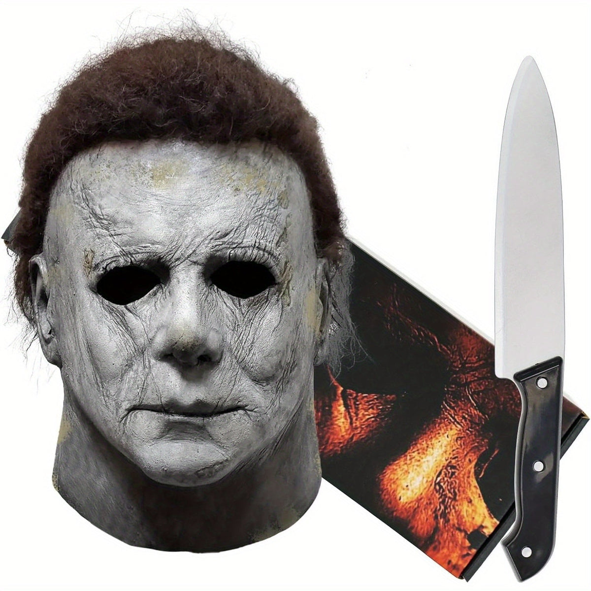Set di maschere di Halloween spaventose realistiche da uomo | Coltello horror