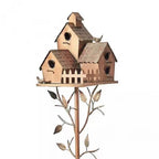 Casetta per uccelli europea in metallo + cortile da giardino/decorazione artigianale