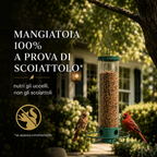Mangiatoia per uccelli anti-scoiattolo con posatoio rotante