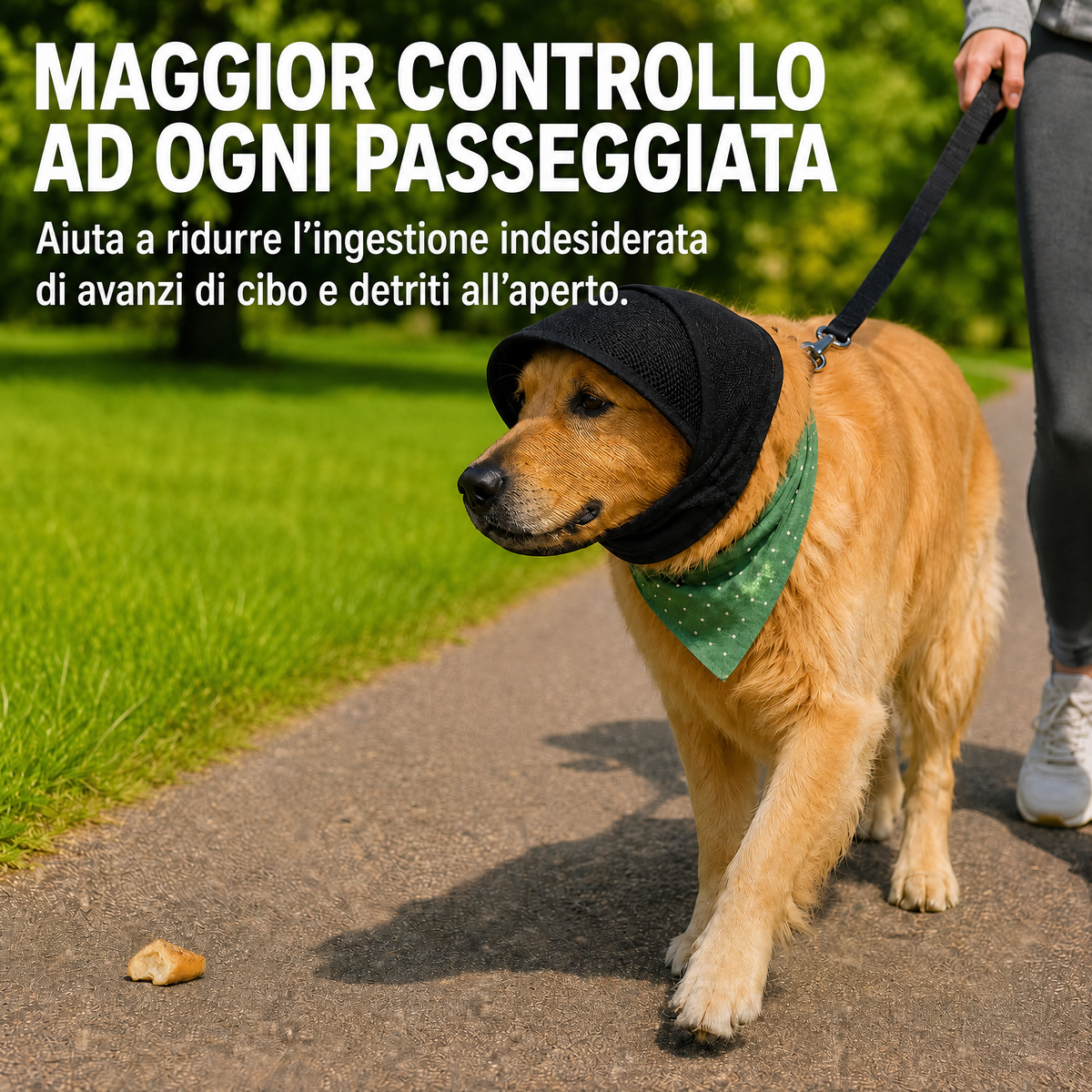 Museruola per cani traspirante anti-scavenging per le passeggiate - Cappuccio in rete che aiuta a bloccare avanzi di cib