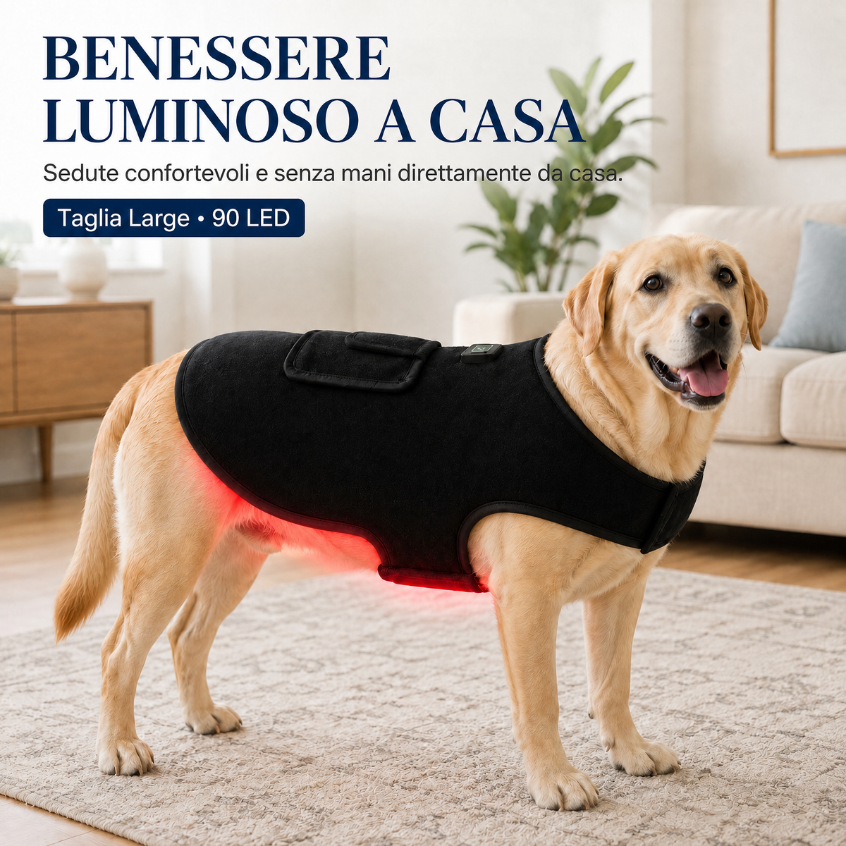 Pettorina a luce rossa per cani e gatti – 660nm + 850nm vicino infrarosso per comfort di schiena, anche, articolazioni e