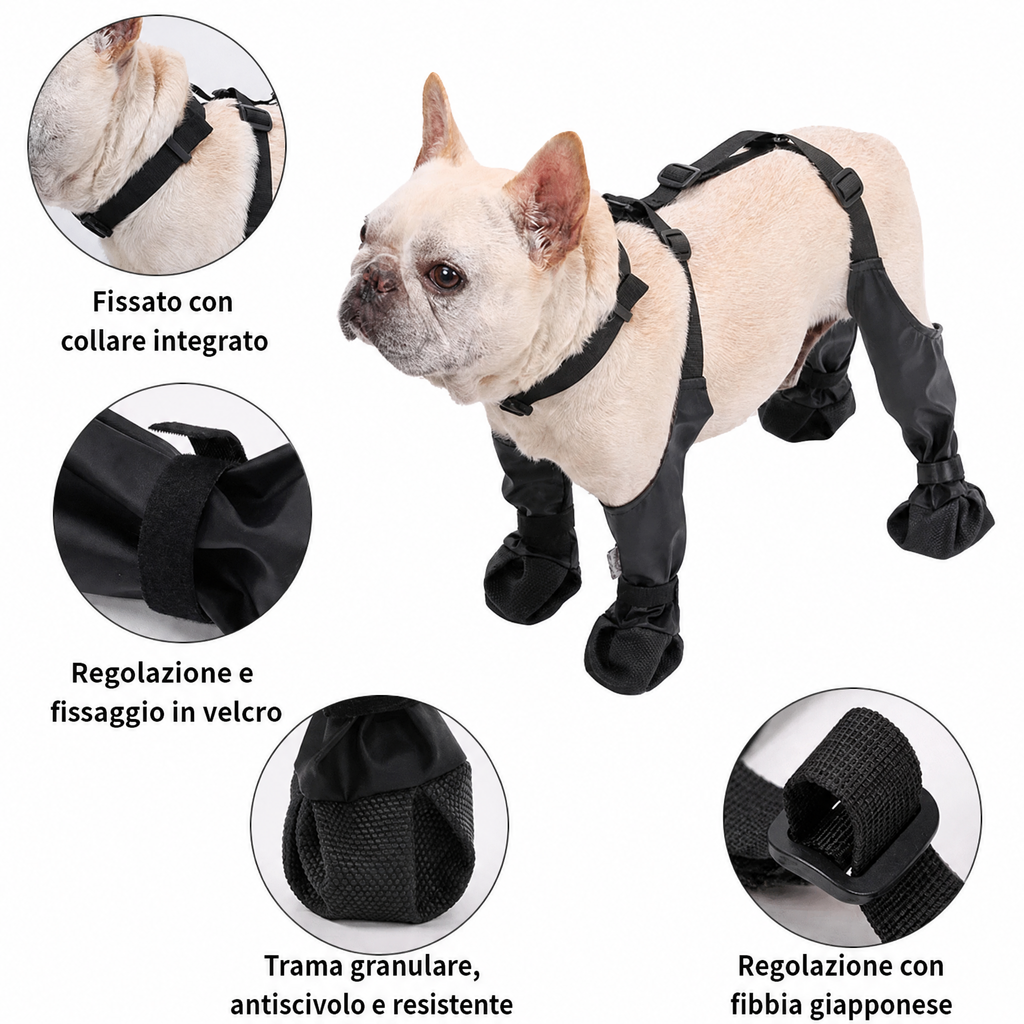 Stivaletti regolabili antiscivolo per cani per protezione delle zampe in tutte le stagioni