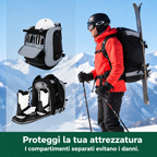Zaino da sci 65L | Borsa per scarponi da sci con scomparto per casco e scomparto per maschera | Tessuto Oxford, spallacc