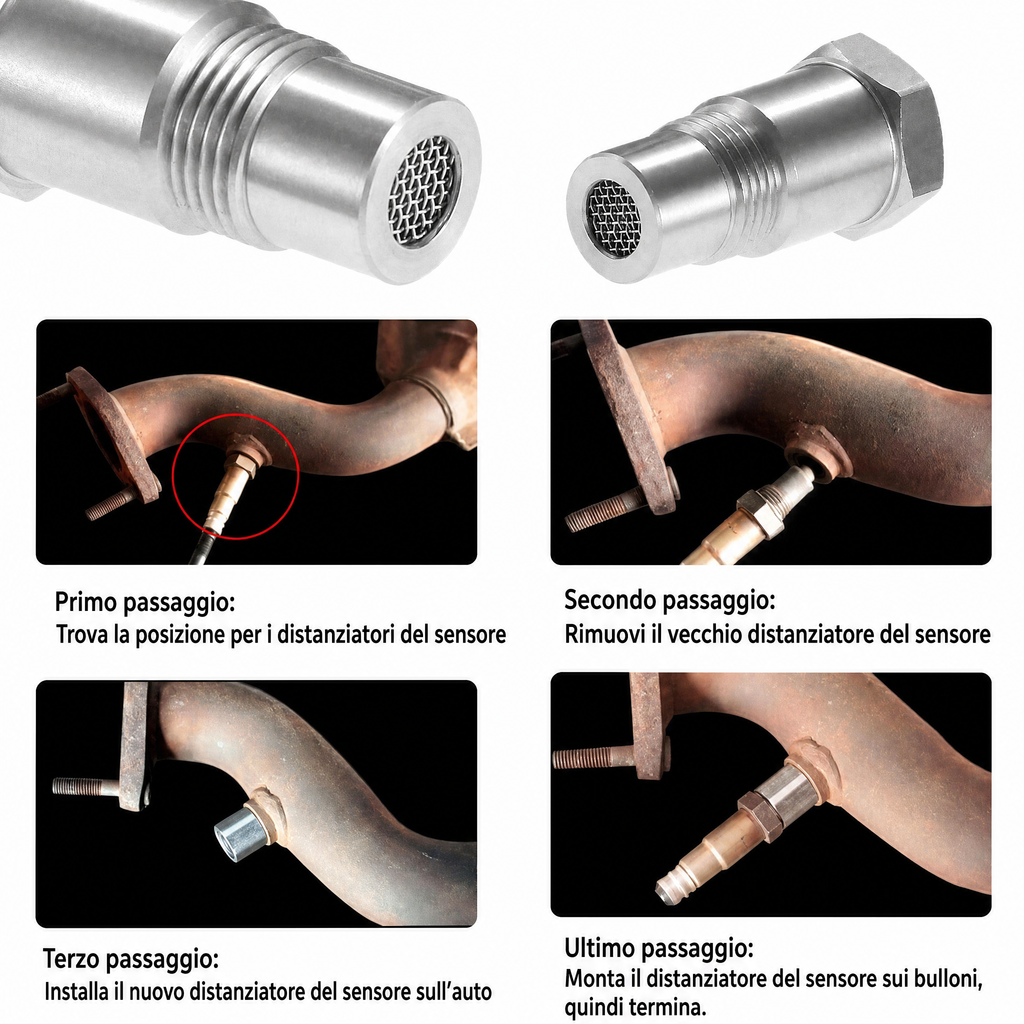 Adattatore sensore O2 CEL Fix con mini catalizzatore M18x1,5