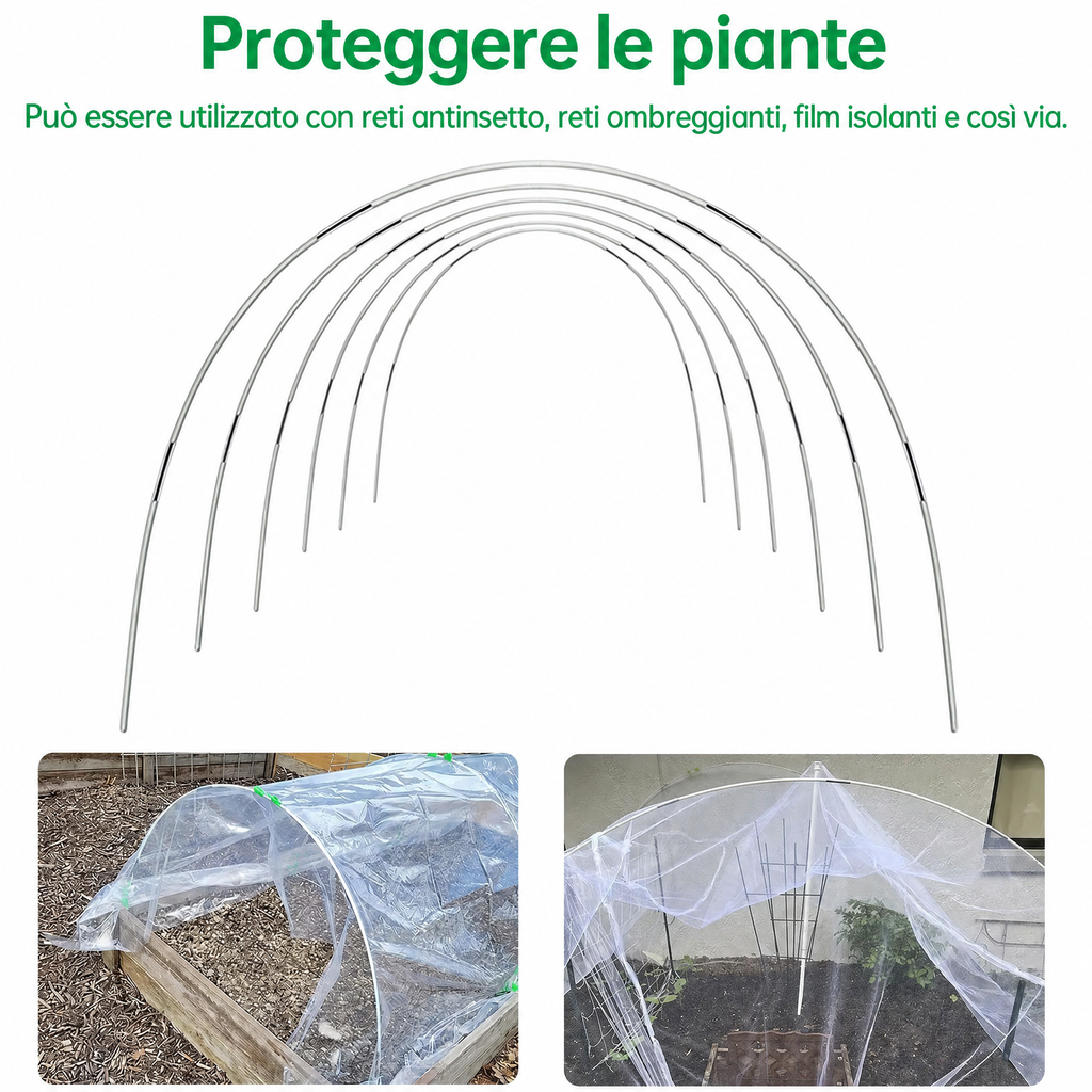 Plantura FlexGrow Set arco da giardino in fibra di vetro | Tunnel per piante fai-da-te per letti rialzati e cassoni fred