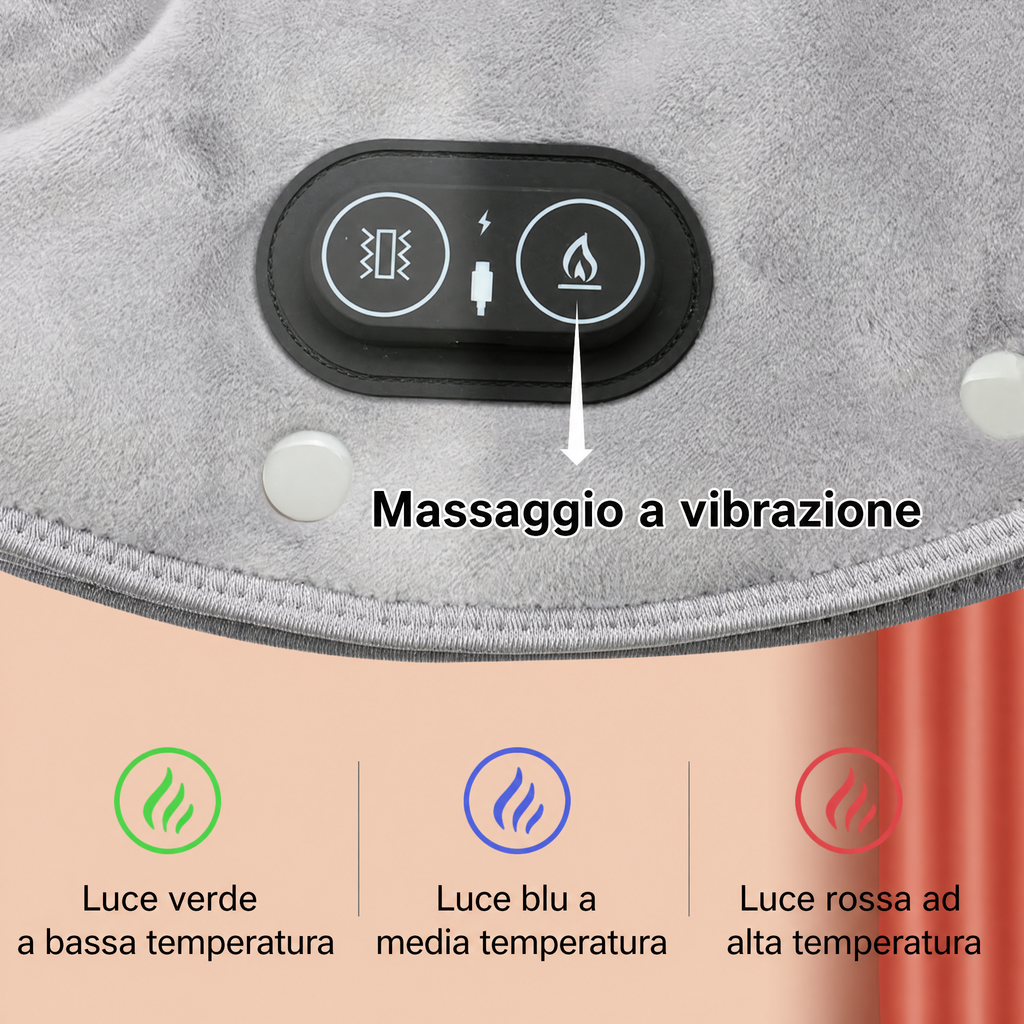 Cuscinetto riscaldante elettrico per collo e spalle con vibrazione