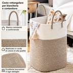 Grande Cesto Portabiancheria Intrecciato - Spazio per Tutte le Tue Cose, Resistente e Pratico